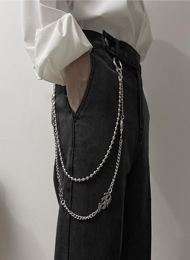 QFSH Trousers Chain Hip Hop Jeans Chain Multilayers Punk Flame Pocket Belt Chain for Men Women Biker keys Chain Wallet Chain - Image 2
